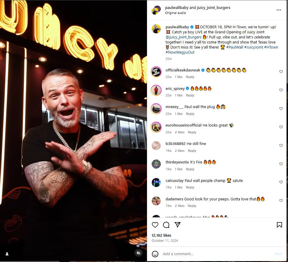 Rapper Paul Wall announcing the Juicy Joint Grand Opening